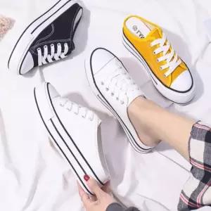 여성 키높이 캔버스 슬리퍼 여자 통굽 뮬 블로퍼 단화 캔버스뮬 단화 통굽 키높이