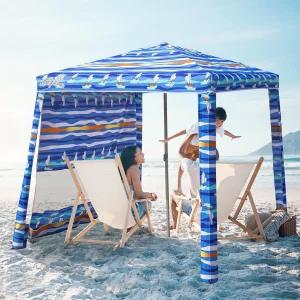 지프모 비치 카바나 6.2피트×6.2인치 해변 캐노피 측벽 UPF 50+ 자외선 차단 온 가족을 위한 모래