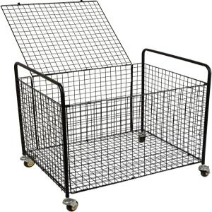 엑소리리 블랙 메탈 농구 롤링 카트 스포츠 장비 보관 휠 운동용 휴대용 잠금 케이지 팅 핸들 짐 홈 차고