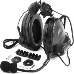 아크 레일 어댑터와 U94 PTT 켄우드가 장착된 Qitoump 전술 헤드셋 노이즈 캔슬링 없는 에어소프트 헬멧