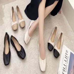 여성 유연한 밴딩슈즈 단화 배색 사각코 플랫 4컬러 쪼리 조리 다우리협력업체02