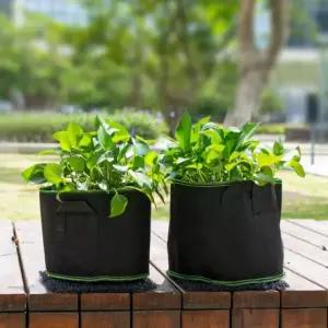 베란다 텃밭 대형 부직포 화분 2p세트(30x25cm) (블랙+그린) 모종 상추화분