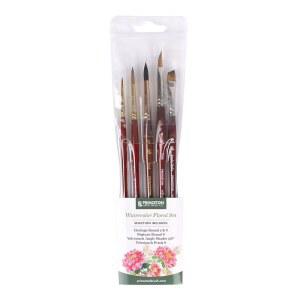 프린스턴 아티스트 브러시 Co 수채화 플로럴 세트 - 합성 브러시의 5pc 숏 핸들 선택 꽃 페인팅 기법을 위한 꽃잎 각도 셰이더 및 원형 페인트 3개