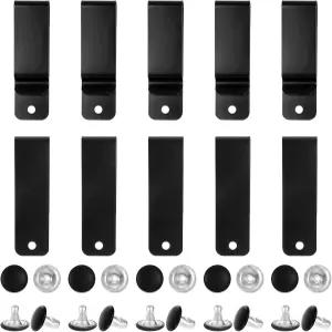 Xthrotsenk 10피스 금속 벨트 클립 가죽 DIY 버클 스프링 후크 지갑 파우치 가방 공예 (블랙)