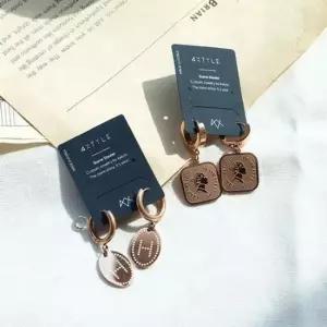 엘리자베스 사방스판 원터치 스텐레스 귀걸이 여성속 드롭 볼드 링