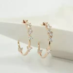 볼드링귀걸이 로즈골드 큐빅 92.5실버침 링 은침 귀걸 링귀걸이 볼드링귀걸이 은링귀걸이