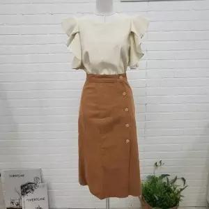 [하프클럽/오버톤]오버톤 DP01 또또 단추 린넨 스커트 OBKD517