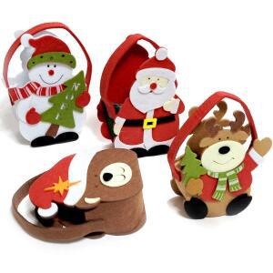 [2개구성] 레인보우팬시 8개 펠트 크리스마스 장식 부직포 산타 루돌프 선물가방 눈사람 LWD5882B