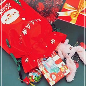 [2개구성] 산타 파티 세트 5개 커플 크리스마스 사이즈조절 교회 러블리 성탄절 선물 주머니 LWFHC7LZ