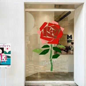 꽃한송이 시트지 포토존 대형 꽃 여름 쇼윈도 로즈 유리창
