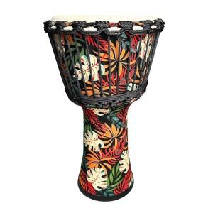 TAOSKNE 8.5인치 젬베 서아프리카 스타일 탬버린, 콩고, 염소 가죽 드럼 , 전문가용 음질 핸드 드럼, 특별한 명절 선물. (알록달록한 나뭇잎)