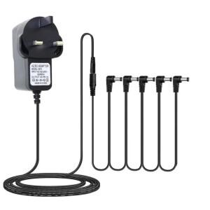 기타 페달 전원 공급 장치 어댑터 9V DC 미국 영국 EU 플러그 팁 네거티브 5 웨이 데이지 체인 케이블 일반