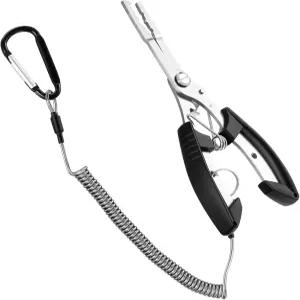 Xthrotsenk 스테인리스 스틸 낚시 펜치 물고기 솔트워터 갈고리 제거 도구 코일형 랜야드 포함 소형
