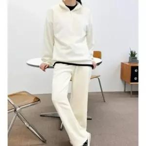 [의류] 맨투맨 기모 여성 바지 세트 반집업 골덴 와이드 팬츠