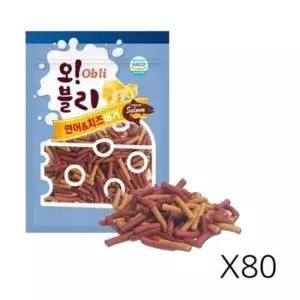 [반려] 오블리 연어 치즈버거 100g 80P 애견 노즈워크 간식