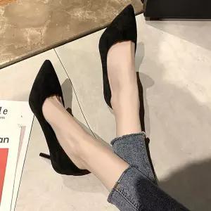 스웨이드 미들힐 기본 검정 5cm 정장 면접 가을코디 YNB7+6IOk