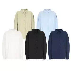 [NS홈쇼핑][샵앤] 여성 카라 데일리 루즈핏 긴팔 면100 남방 셔츠 NARU-WBL-20355..