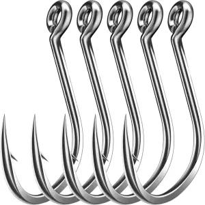 50PCS 날카로운 가시 낚시 바늘 고탄소강 초강력 홀이 있는 싱글 사이즈 쉽게 묶을 수 안전한 휴대용 상자