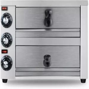 쿠텐 2단 테이블탑 피자 오븐 - 가정 및 레스토랑용 타이머가 있는 실내 전기 상업용 스테인리스 스틸