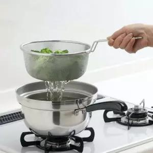 현이몰 일본 올 스텐 손잡이 채망 육수망 채반 야채 스트레이너 데침 소쿠라 건짐망