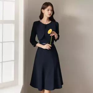 [시크라인] 위나에 레이어드 자켓 7부소매 벨트 원피스