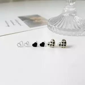 체크 3pcs 귀걸이 미니 체커보드 패션귀걸이 귀걸이세트 피어싱 미니귀걸이