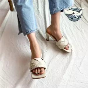 편안한 꽈배기 스트랩 미들힐 슬리퍼 캐주얼 여자여름샌들 발편한샌들 편한샌들