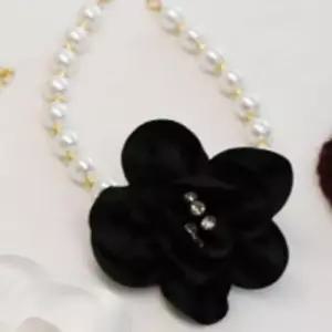 [반려] 강아지 코사지 진주 목걸이 블랙 S 1P 패션 액세서리
