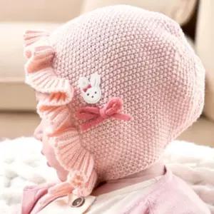 겨울 아기 유아 방한 니트 보넷 모자 셔링 아기코디 HUQ6+4ZTF