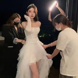 미니 셀프 쉬폰 셀프촬영 웨딩드레스 스몰웨딩 드레스