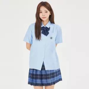 블루 포켓 여자 하복셔츠 교복 학생복