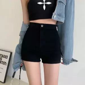 여성 슬림핏 숏 팬츠 데일리 여름 반바지 여성 하이 웨이스트 숏 팬츠 스판 핫팬츠 데님