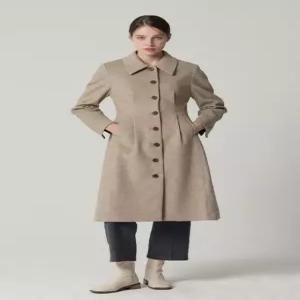 [오조크][오조크(OZOC)] 울 캐시미어 블렌디드 테이퍼드 롱코트 (택가격 170000원)