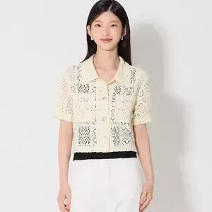 [오조크][오조크(OZOC)] 레이스 펀칭 셔츠형 숏자켓 (택가격 99000원)