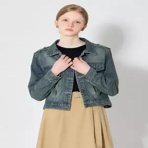 [오조크][오조크(OZOC)] 워싱 포켓 크롭 데님 자켓 (택가격 99000원)