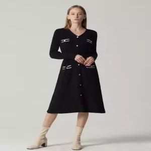 [오조크][오조크(OZOC)] 벨트 플레어 골지 니트 원피스 (택가격 128000원)