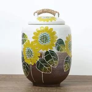 [무료배송] 분청 투톤해바라기 10kg 쌀독 소금항아리 현관소금