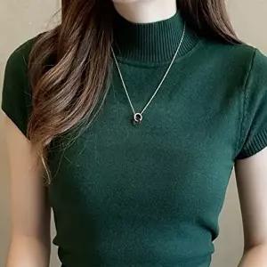 6컬러 얇은 목티 니트 반팔목티 슬림 폴라티 반팔니트 (KYR-WD85F0A)