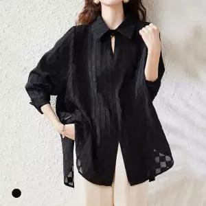 화세 블럭와이드블라우스_HL6SBL006C