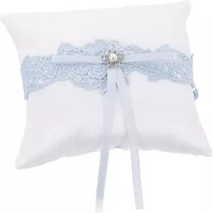 미케야 1pc 보우 링 베개 웨딩 스카이 블루 보우노트 리본 홀더 소파용 던지기 다이아몬드 시트 쿠션 신부
