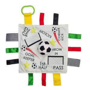 베이비 잭 & Co 10x10 u201D 축구 스포츠 사랑스러운 감각적 플러시 담요 - 용 태그 장난감 유모차 모양, 글자 및 색상 배우기 MVP 볼 선물 / 클립 월드컵