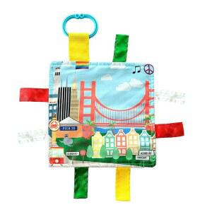 베이비 잭 앤 코 8x8 u201D 학습 사랑스러운 샌프란시스코 캘리포니아 태그 장난감 - 크링클 부드럽고 안전한 미국 도시와 모양 배우기 이상적인 및 선물 BPA 무료 / 유모차 클립