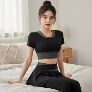 여자 봄여름 반팔 요가 필라테스 치마레깅스