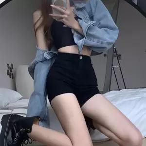 하이 웨이스트 숏 팬츠 여성 핫팬츠 여름 슬림핏 숏 팬츠 반바지 의류 데님