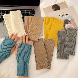 은창)컬러풀 CDX146D2 골지 니트 암워머 장갑 토시 털장갑 터치