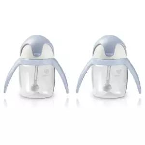 유미 유아컵 펭귄 빨대컵 휴대용 물컵 240ml 블루