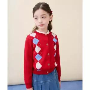 빈폴 키즈 BI615AG026 여아 아가일 카디건 레드 945871