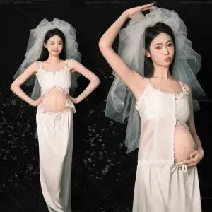 출산 셀프 화이트 심플 드레스 스튜디오 만삭촬영