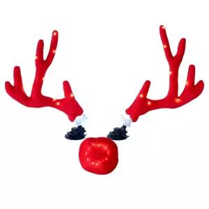 차량용 크리스마스 장식 클립 소품 뿔 창 붉은 LED 사슴뿔 루돌프