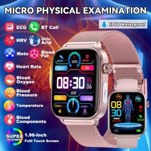 LIGE AI 진단 건강 스마트 워치 여성 ECG+PPG+HRV 미세 검사 혈액 지방 요산 심박수 BT 통화 Smartwatch 20